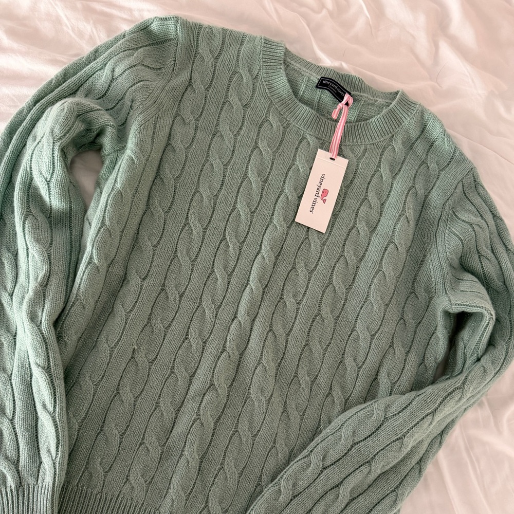 Vineyard Vines Sage Green Cable Knit Sweater